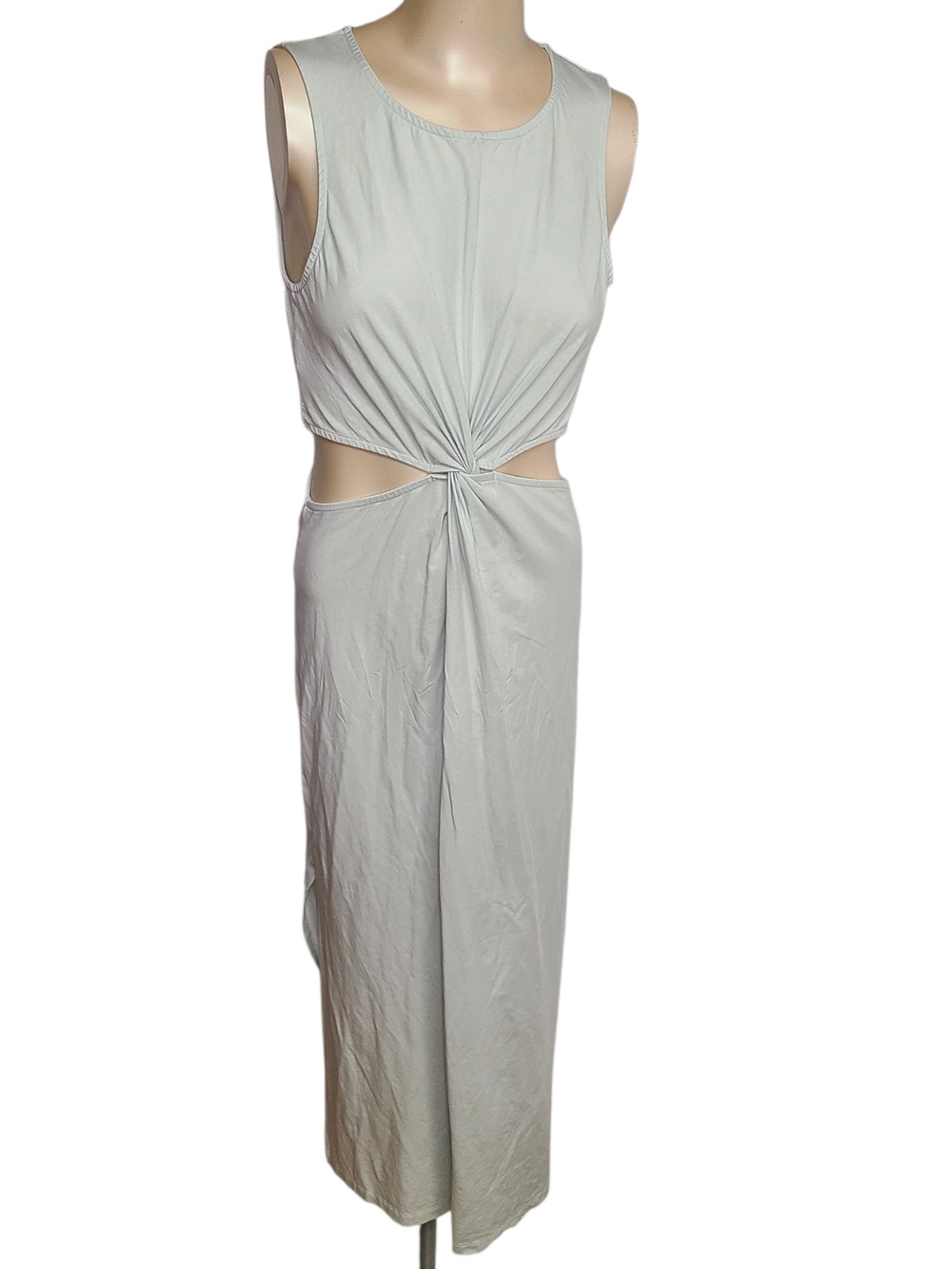 Beyond Yoga Around The World Twist Front Cutout Midi Dress Sage Gray Size M